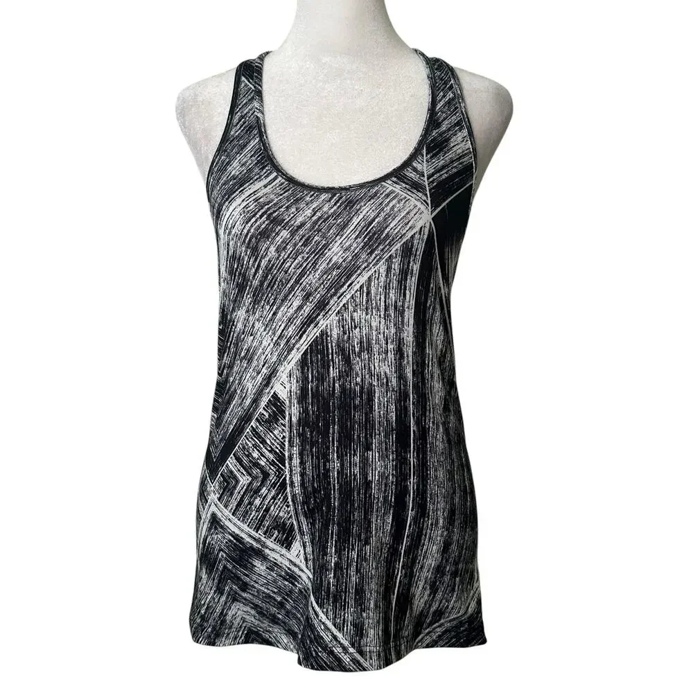 Lululemon black & white stripe pattern Cool racerback tank top
